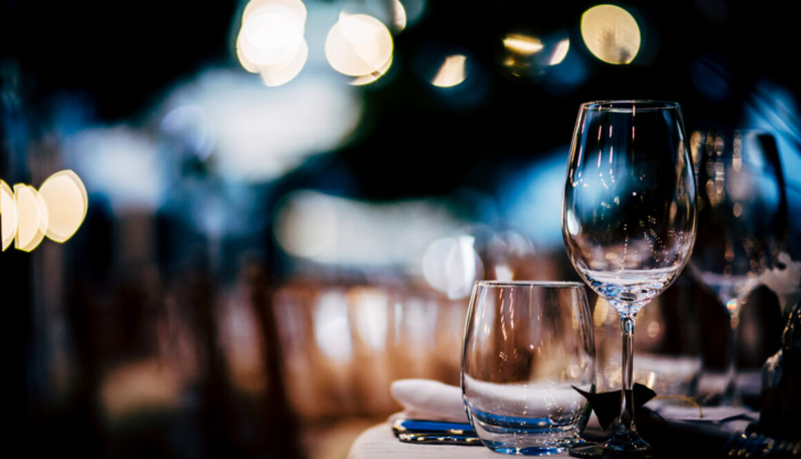 Luxury Table setting for party, Christmas, holidays and weddings.
